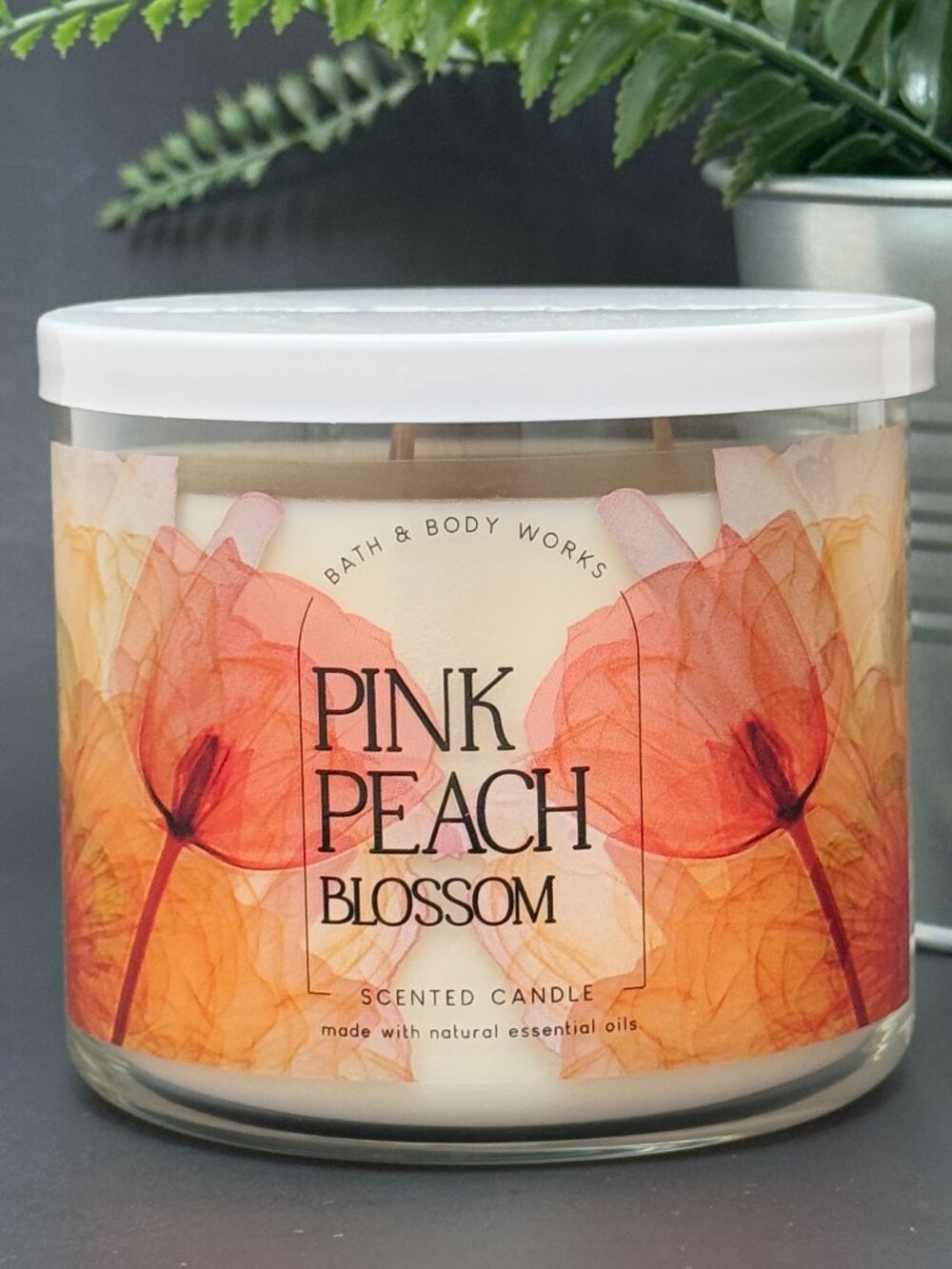 BBW Pink Peach Blossom Bath & Body Works 3 Wick Candle